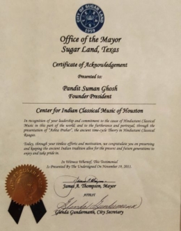 Recognition from the City of Sugar Land